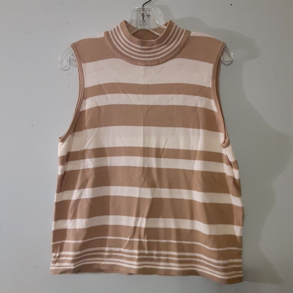 Vintage White Stag Brown Striped Tank Top Size XL
